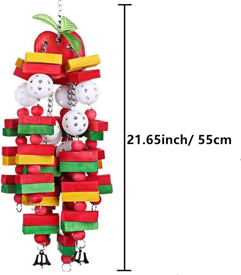 Litewoo Large Bird Parrot Swing Toys, Colorful Apple Shape Chew Wood Toy for Medium Large Bird and Parrot - Image 2